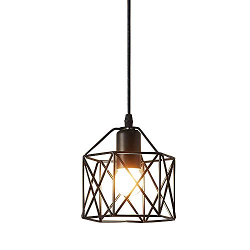 Plafoniera Lampadario, Semi-Flush Mount Vintage Industriale Soffitto Luce, Lampada a Sospensione in metallo nero gabbia ferro per corridoio, portico, camera da letto, ecc