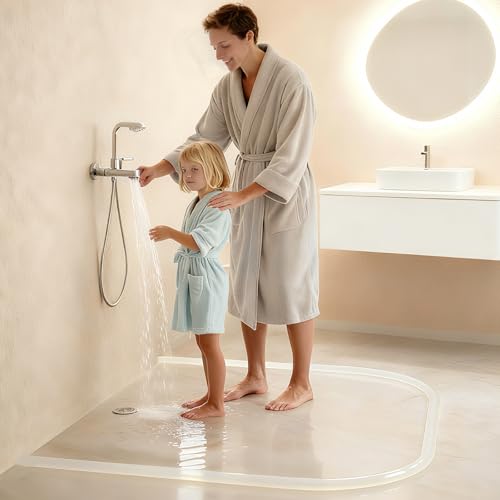 Schwallschutzleiste Dusche Selbstklebend – 200CM Wasserstopper Dusche Silicone Wasser Stopper Gummilippe Selbstklebend Duschleiste Boden Protektion für Küchen, Badezimmer (Transparente Farbe)