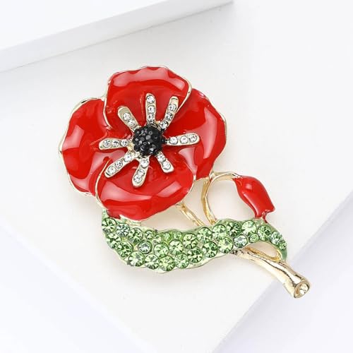 Image of Rhinestone Flower Brooches for Women Enamel Floral Brooch Lapel Pins for Mom Wife Elegant Dress Accessories Mother's Day Jewelry Gifts