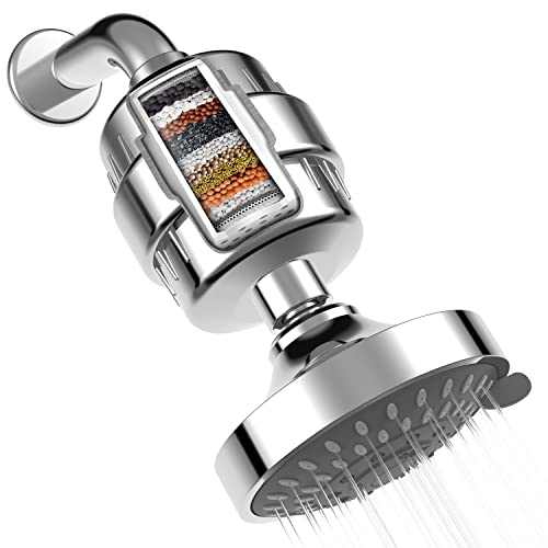 Filtered Shower Head Set, Bwdm 15 Stage Shower Filter High Pressure 5 Spray Modes Showerhead With Water Softener Filter Cartridge For Hard Water Remove Chlorine Heavy Metals And Sediments #TOP17