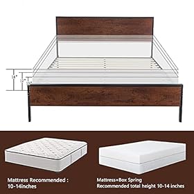 SHA CERLIN Queen Bed Frame with Headboard, Heavy Duty Platform Bed with Under-Bed Storage, Solid Wood Slats & Metal… 41MmtG18cbL. SS280