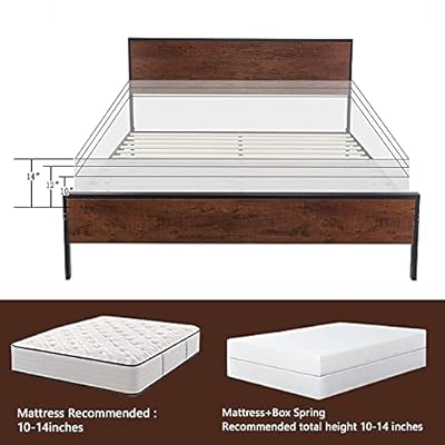 SHA CERLIN Queen Bed Frame with Headboard, Heavy Duty Platform Bed with Under-Bed Storage, Solid Wood Slats & Metal… 41MmtG18cbL. SS400