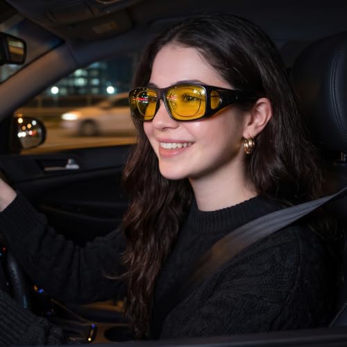 Image of Myiaur Night Vision Fit Over Glasses for Men Women Polarized Yellow Lens