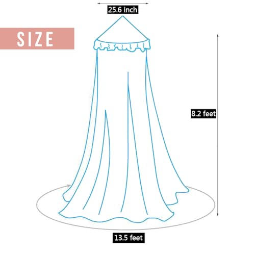 Kertnic Decor Canopy for Kids Bed, Soft Smooth Playing Tent Canopy Girls Room Decoration Princess Castle, Dreamy Mosquito Net Bedding, Children Reading Nook Canopies in Home (Pink-Ruffle)