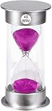 Sand Timer 45 Minute Hourglass Timer, Silver Sand Clock 45 Minutes, Plastic Sand Watch 45 Min, Hour Glass Sandglass Timer for Kids, Games, Classroom, Kitchen, Decorative (45 Min, Purple Sand)