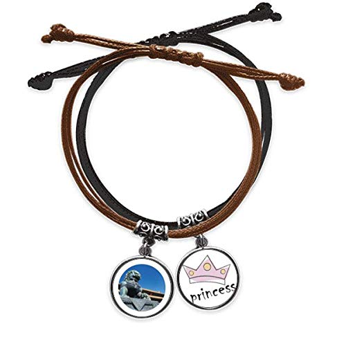 Pulsera de cuero Lion Sky ajustable que no aprieta la muñeca con cuerda