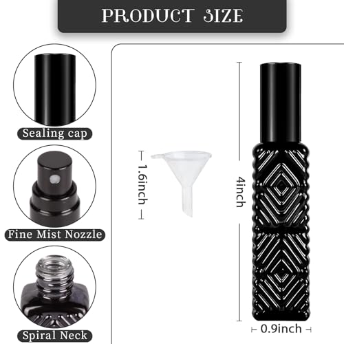 4 Pack 15ml (0.5oz) Glass Perfume Bottles with 2 Funnels - Small Leakproof Travel Refillable Perfume Containers for Essential Oils, Fragrance, DIY2