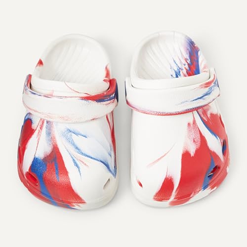 Amazon Essentials Unisex Toddlers' Garden Clogs, Red/White/Navy Multi, 7 Toddler - image 4