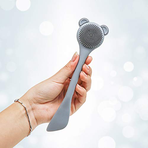 Silicone Face Mask Brush, Soft Facial Cleansing Scrubber,Lip Exfoliator Skincare Applicator Tools for Mud,Clay Mask,DIY,Hairless Body Lotion Butter Moisturizer,Double-head, 2pcs (2Gray)