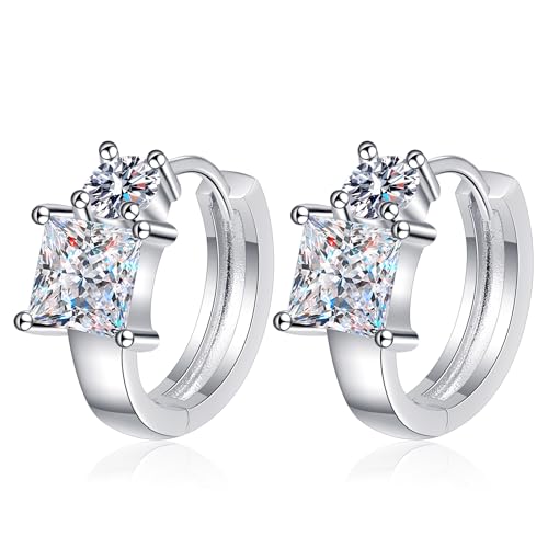 Boucles d'oreilles StarGems® Moissanite coupe princesse 2,6 cttw en platine et argent
