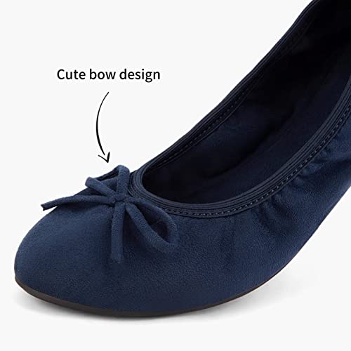 Greatonu Damen Geschlossene Ballerinas Flach Freizeit Tanzschuhe, Blau, 37 EU