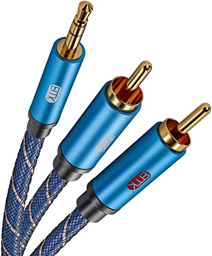 Image of EMK 3.5mm Aux to RCA Stereo Splitter Cable[Nylon Braided, Durable and Flexible] Audio Y Adapter Cable - Top Blue Series Tablet, Smartphone, Speaker Laptop (3.5mm Aux to RCA /1.2m)