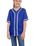 ACEFAST INC Kids Baseball Jersey Button Blank Softball Team Uniform Girls Boys Hip Hop T-Shirt Solid Color Sweatshirt Blue