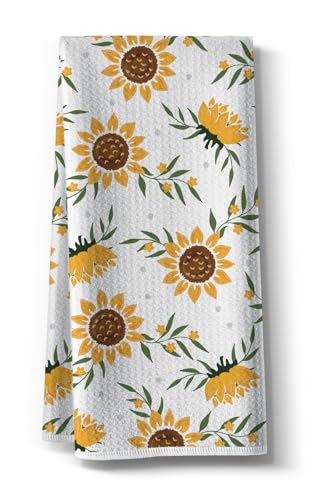 Hcaredee Sunny Kitchen Towels for Mom-Sunflower Absorbent Microfiber Dish Towel,Great Gift for Hostess,New Home,Women,Friends,Housewarming on Birthday Christmas Mother's Day 16" x 24”