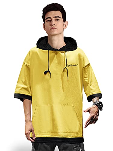 Image of EYEBOGLER Men's Trendy Hooded Neck Half Sleeves Solid T-Shirt