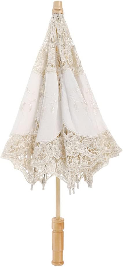 ToyvianMini Lace Parasol for 18'' Doll - Tiny White Vintage Parasol for Doll Bridal, Wedding Umbrella for Photo Props, Cute Umbrella Table Decoration for Wedding Guest