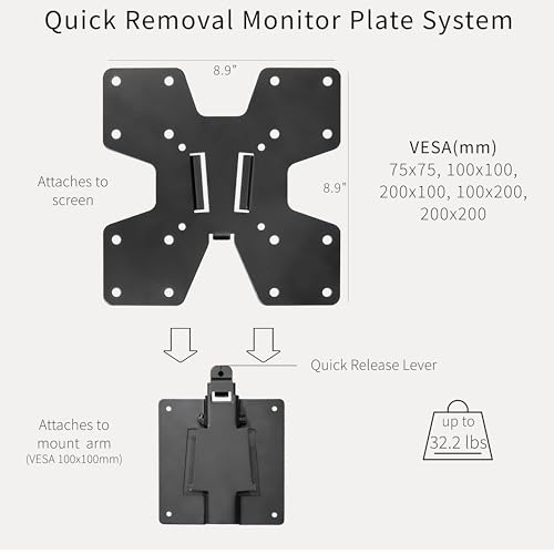 Image of VIVO Large Adapter VESA Mount Quick Release Bracket Kit, Stand Attachment and Wall Mount Removable VESA Plate for Easy LCD Monitor and TV Screen Mounting, STAND-VAD2H