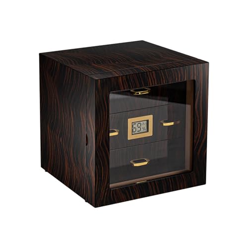 Cave a Cigare avec Humidificateur, Cigar Humididor en Bois de Cèdre pour 70 Cigares, Cloisons Amovibles, Élégante Cave À Cigare Fait À La Main