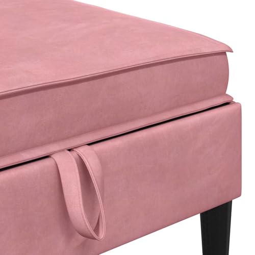 Taburete de sofá con almacenamiento en terciopelo rosa premium de 70cm 8