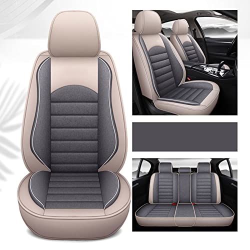 HMMMAVVZP Car Seat Cover Set Linen Non-Slip Full Set Universal Fit for 5-Seater Sedan SUV Truck Four Seasons Universal All-Enclosed Car Seat Cushion,A (A)
