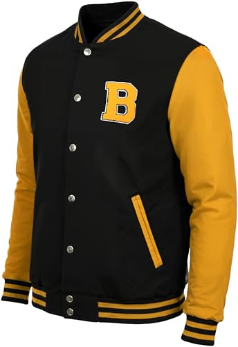 Decrum Fleece Letterman Jacket Men - Fashion Mens Baseball Jackets [40020085-EK] | B Yellow sleeve, XL