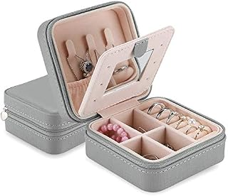 ProCase Small Travel Jewellery Box Organiser, Lovely Gifts for Women Ladies Girls Wife Mum Birthday Anniversary Christmas, Mini Storage Case for Earrings Rings Necklaces Bracelets -Grey