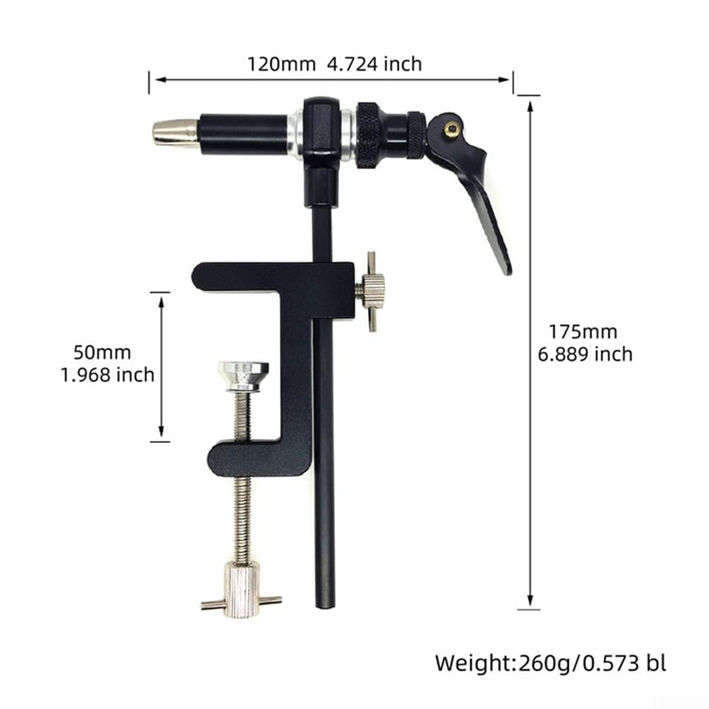 Morsa in acciaio girevole a 360 gradi per esche da pesca, morsetto da tavolo per ami 2/0-24#, regolabile, nero, base facile da usare, per pescatori meno 40 mm (C)