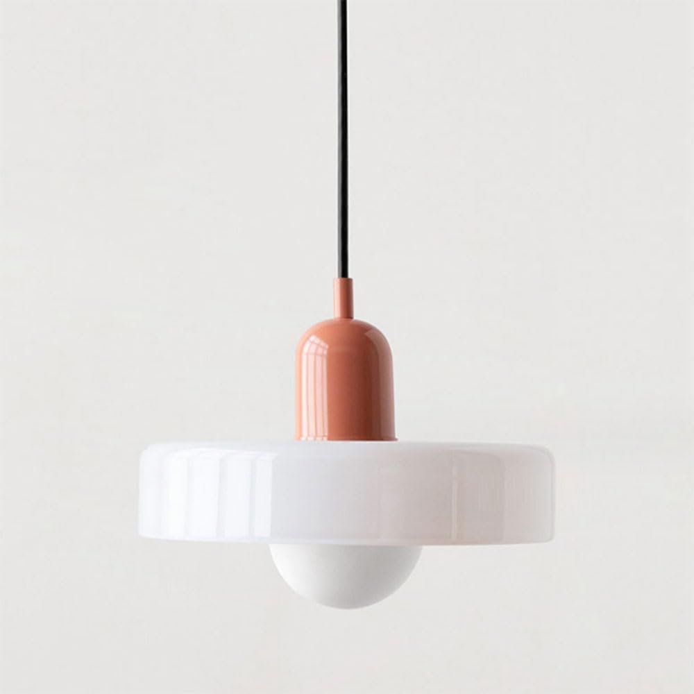 SYUFRE Mid Century Pendant Lamp Colorful Ceiling Pendant Light with Glass Shade Vintage Pendant Lighting Iron and Glass Pendant Light Fixtures for Bedroom Living Room Kitchen Hallway (Color : I, Siz