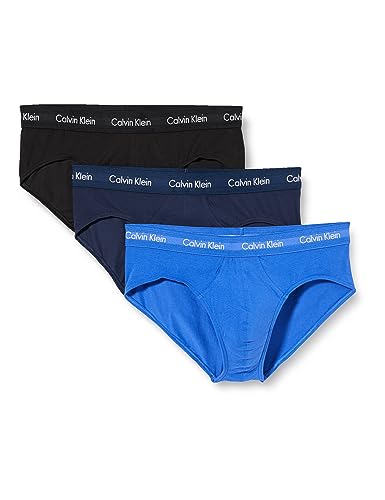 Calvin Klein Hip Brief 3pk 0000u2661g Boxer briefs de cadera, Multicolor (Black/Blueshadow/Cobaltwater Dtm Wb), L (Pack de 3) para Hombre