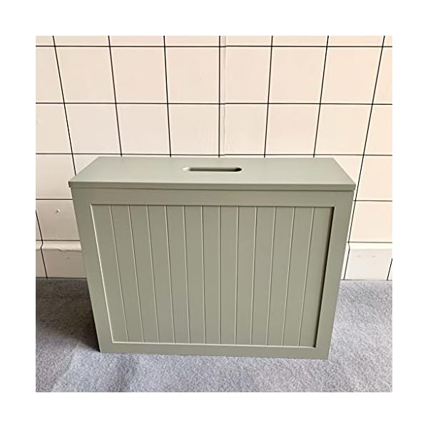 Large Grey Multi Purpose Slimline Free Standing Bamboo Wood Bathroom Toilet Roll Tissue Storage Cabinet Unit Shelf - Image 3