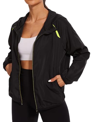 SEXYWG Women Rain Jacket with Hood Lightweight Rain Coat Long Sleeves Raincoat Stylish Rain Suit Top Outdoor Travel Coat