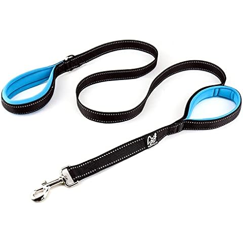 Happilax Double Handle Dog Lead with 2 Padded Handles and Pet Control, Black, 1.50 M Cover