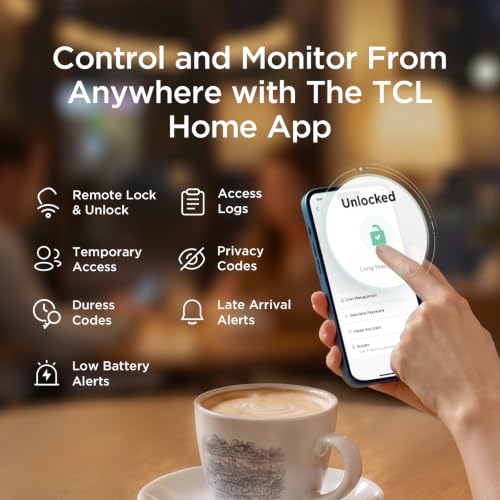 TCL Smart Door Lock, Palm Vein Keyless Entry Door Locks with App Remote Control, Doorbell, 8-Month Battery, Front Door Lock Deadbolt Compatible with Alexa & Google Home, D2 Pro - image 4