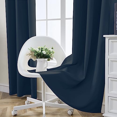 CUCRAF Blackout Curtains for Bedroom Navy Blue 96 Inch Drop 2 Panels - Image 2