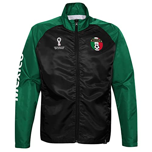 Outerstuff Mens FIFA World Cup Contrast Raglan Training Jacket, Black, Large