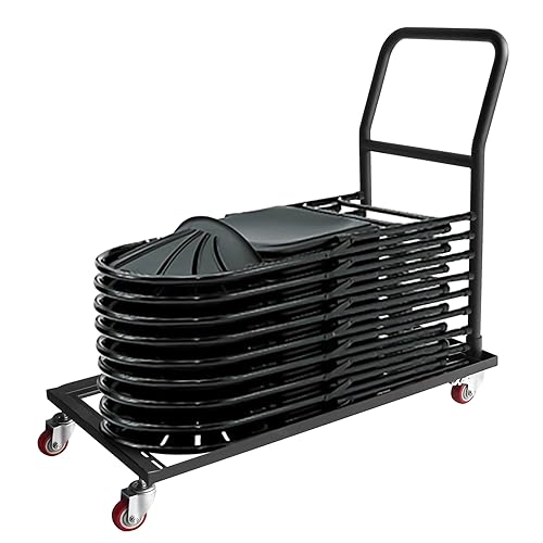 Chariot à roulettes pour chaises pliantes de rangement noir