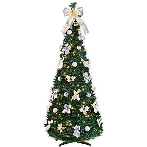 WeRChristmas Pre-Lit Pop Up Decorated Christmas Tree with 150 Warm LED Lights, Multi-Colour, 6 feet/1.8m