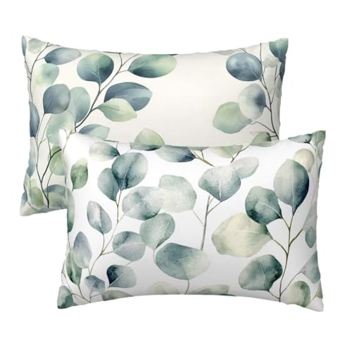 Rectangular Fundas Cojines Verde Salvia, Funda Almohada 40x60 cm Rota Patrón Juego de 2, Decorativos Cojines Sofa in Terciopelo, Protector Almohada Impresión a Doble Cara para Cama, Regalo Mujer D-73