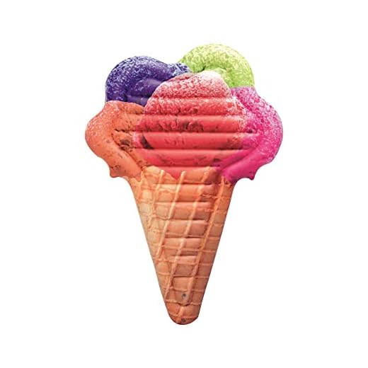 Bestway 43183 - Colchoneta Hinchable De Helado De Cono Colorido 188X130 Cm Para Un Adulto Con Dos Cámaras De Aire Y Válvula De Seguridad Para Inflado Rápido