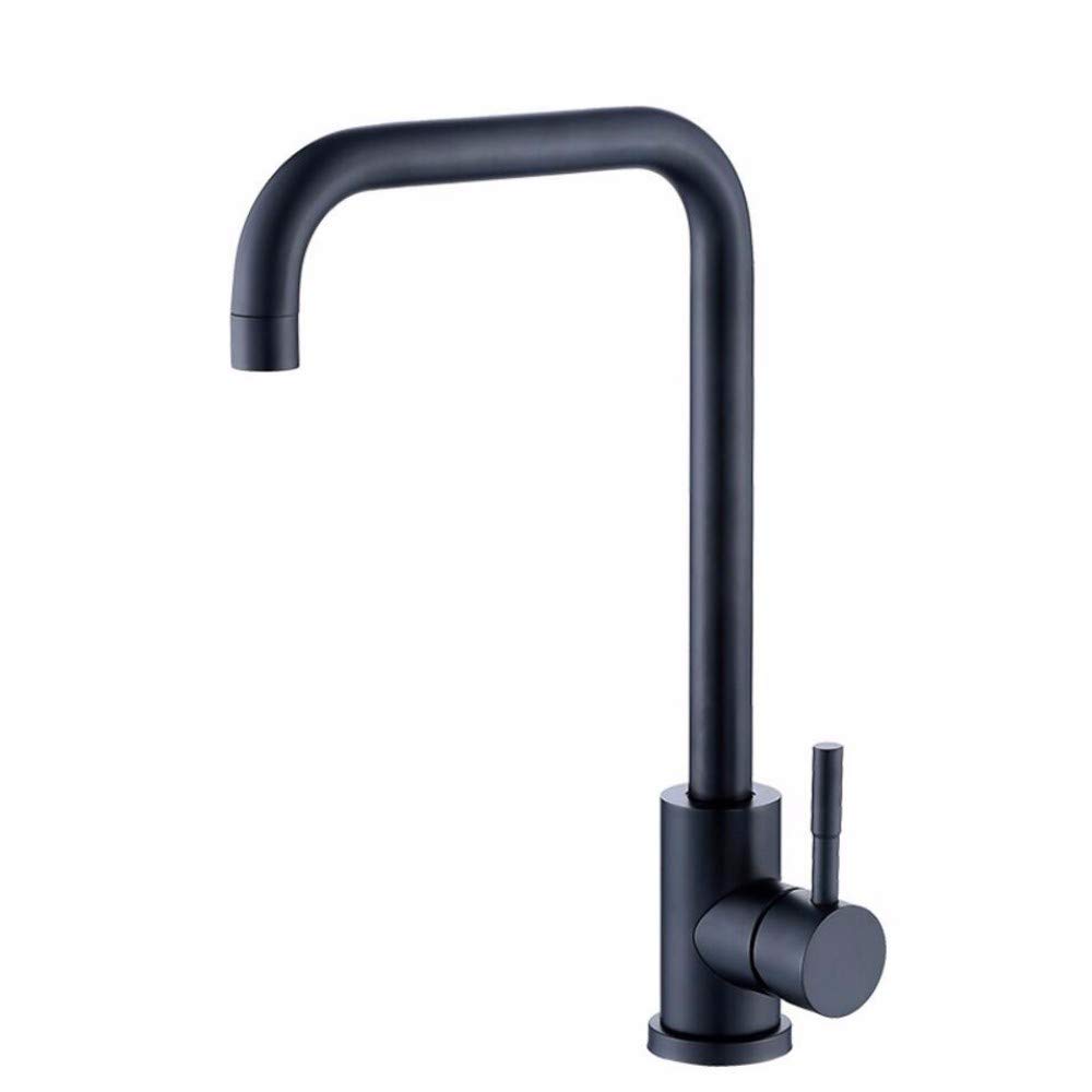 Robinet évier cuisine acier inoxydable 304 noir anti-calcaire eau chaude