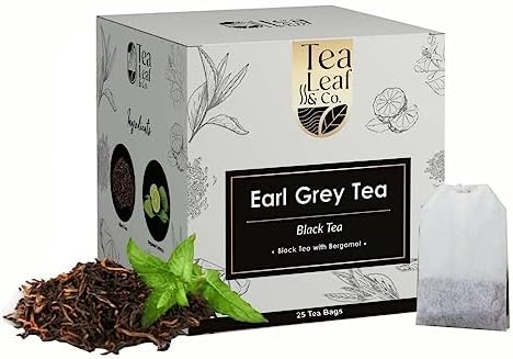Tea Leaf & Co. Aromatic Earl Grey Black Tea with Vitamin C, Zesty Citrus Bergamot Flavour, 25 Individually Sealed Fresh Tea Bags | Brew Hot/Iced
