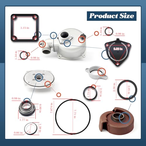 Image of 2 inch Pump Gasket O-Ring Mechanical Seal Replacement for Honda WB20XT3 WH20XTAF For Champion 100742 100113 for Pulsar for Red Lion 4RLAG-2H 5RLAG-2L for DuroMax XP652WP 7HP For Generac 2Inch Trash Pump | Replacement for Champion 100742 100113 for Pulsar for Red Lion 4RLAG-2H 5RLAG-2L for DuroMax XP652WP 7HP For Generac