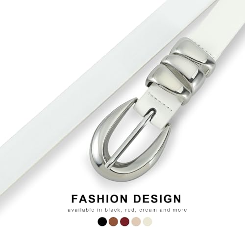 Skinny Leather Waist Belt - Gold Buckle Dress Belt for Women's Jeans & Dresses3