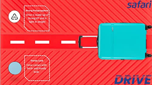 Image of Safari Drive 5 Years International Warranty Hard-Sided Polypropylene Spinner Luggage /Trolley Bag (Large 76 Cm, Cyan),Blue,4 Wheels L