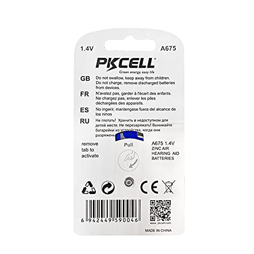 Size 675 hearing aid battery ZA675 A675 pr44 count 6pcs/card