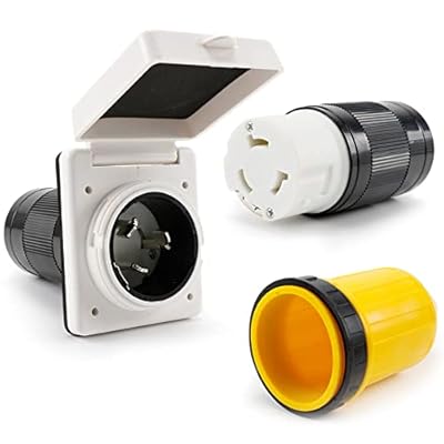 OPL5 50 Amp RV Power Inlet Receptacle, 50 Amp RV Power Cover Twist Locking Connector with Boot, 125/250V 50 AMP Power Plug Twist Lock Inlet for RV Trailer Boat Caravan Camper Truck Yacht Power Cord