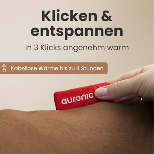 Auronic Heizkissen Kabellos - Wärmekissen mit Akku - Kabelloses Kissen mit Abschaltautomatik - Elektrisches - Beheizbares - Infrarot - Aufladbar - Für Rücken - 45x45cm