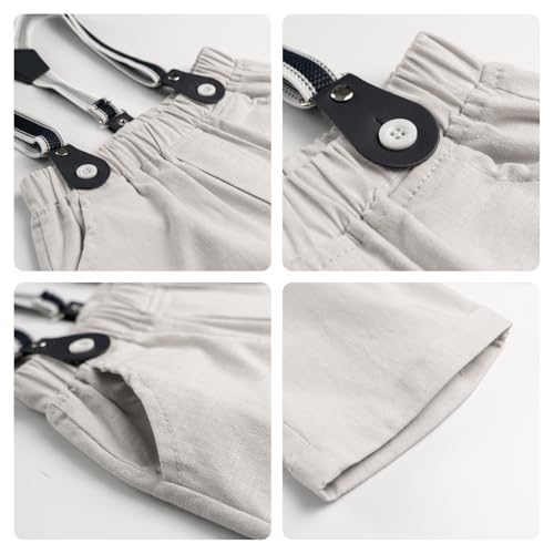 Image of Volunboy Baby Boy Formal Short Set Toddler Summer Gentleman Outfit Kid Short Sleeve Bowtie Shirt Suspender Shorts Suit