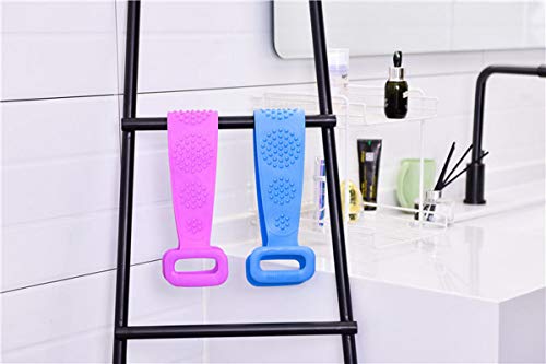 Escova de banho de silicone, alça de esfregão para as costas, lavagem profunda e massagem dupla, alç