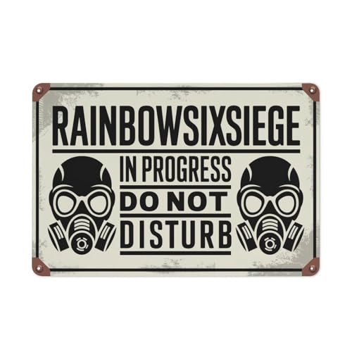 Rainbow Six Siege Gas Mask Tin Sign Vintage Rainbow Six Siege Gamer Metal Sign Print Suitable for...